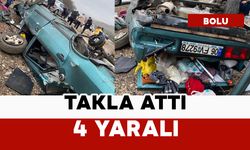 Otomobil takla attı, 4 kişi yaralandı