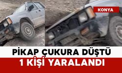 Pikap çukura düştü: 1 yaralı