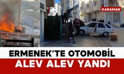 Seyir halindeki otomobil alev alarak yandı