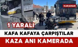 Belediye otobüsüyle motokuryenin çarpışma anı kamerada: 1 yaralı