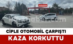 Cip ile otomobilin çarpıştığı kazada şans eseri yaralanan olmadı