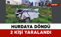 Hurdaya dönen araçtaki 2 kişi yaralandı