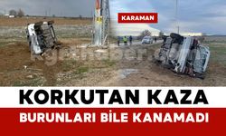 Kontrolden çıkan otomobil şarampole devrildi: 5 kişi yara almadan kurtuldu