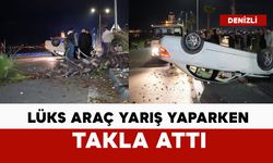 Lüks araç yarış yaparken kaza yaptı: takla attı