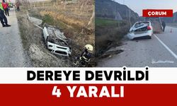 Otomobil dereye devrildi: 4 yaralı