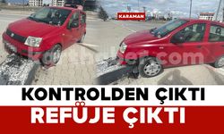 Otomobil refüje çıktı, sürücü kazayı yara almadan atlattı