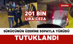 Sopayla sürücünün üzerine yürüyen taksici tutuklandı