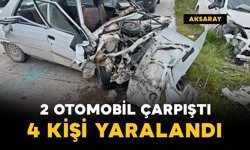 Feci kazada 2 otomobil çarpıştı: 4 yaralı
