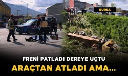 Freni patlayan vinç dereye uçtu: sürücü öldü