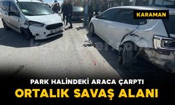 Hafif ticari araç park halindeki otomobile çarptı: 1 yaralı
