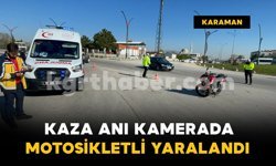 Hafif ticari araçla motosikletin çarpıştığı kaza kamerada: 1 yaralı