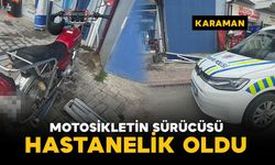 Karaman'da devrilen motosikletin sürücüsü hastanelik oldu