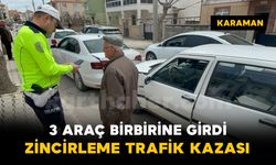 Karaman'da trafik ışıklarında zincirleme kaza 3 araç birbirine girdi