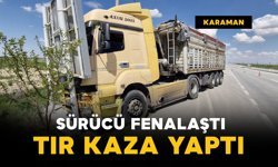 Kontrolden çıkan tır reklam panosuna çarparak durabildi