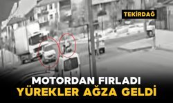 Motosikletten fırladı: yürekler ağza geldi