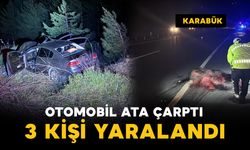 Otomobil kara yoluna çıkan ata çarptı: 3 yaralı