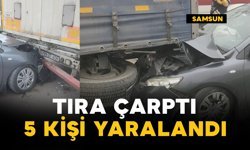 Park halindeki tıra çarpan araçtaki 5 kişi yaralandı