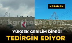 Karaman'da bükülen yüksek gerilim direği tedirgin ediyor