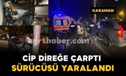 Kontrolden çıkan cip trafik levhasının direğine çarptı: 1 yaralı