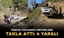 Pancar toplamaya gidenleri taşıyan araç takla attı: 4 yaralı