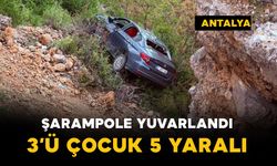Şarampole yuvarlandı:3'ü çocuk 5 kişi yaralandı