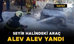 Seyir halindeki araç alev alev yandı