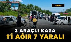 3 araçlı kaza: 1'i ağır 7 yaralı