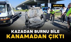 Araç ters döndü: burnu bile kanamadı