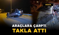 Araçlara çarptı ve takla attı: 2 yaralı