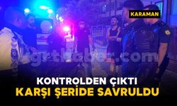 Kontrolden çıkan motosiklet kaldırımı aşarak karşı şeride savruldu