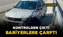 Kontrolden çıkan otomobil bariyerlere çarptı