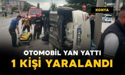 Otomobil refüje çıkarak yan yattı: 1 yaralı