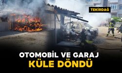 Otomobil ve garaj küle döndü