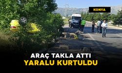 Takla atan araçtan yaralı kurtuldu