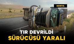 Tır devrildi: sürücüsü yaralı