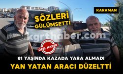 Yaşlı adam kazada yan yatan minibüsünü kendi kaldırdı