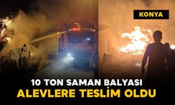10 ton saman balyası yanarak kül oldu