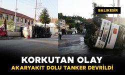 Akaryakıt dolu tanker devrildi