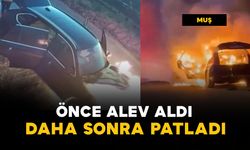 Alev alan lüks araç patladı