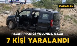 Çamlık yolunda araç şarampole yuvarlandı: 7 yaralı