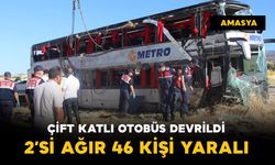 Çift katlı otobüs devrildi: 2'si ağır 46 yaralı