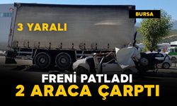 Freni patlayan kamyon 2 araca çarptı: 3 yaralı