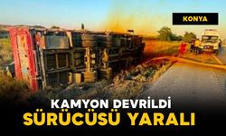 Kamyon devrildi: sürücü yaralı