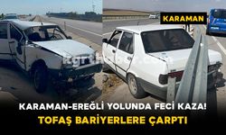 Karaman-Ereğli Yolunda Feci Kaza! Tofaş Bariyerlere Çarptı