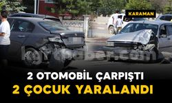 Karaman'da iki otomobil çarpıştı: 2 çocuk yaralı