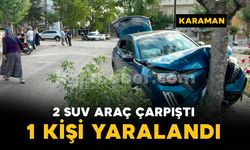Karaman'da iki SUV araç kavşakta çarpıştı: 1 yaralı