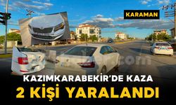 Karaman'da kırmızı ışıkta bekleyen otomobile başka bir otomobil çarptı: 2 yaralı