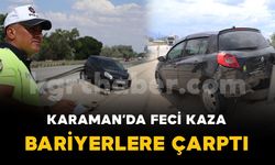 Karaman'da otomobil bariyerlere çarptı: Kaza anı kamerada
