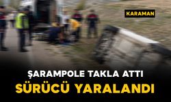 Karaman'da takla atan aracın sürücüsü yaralandı