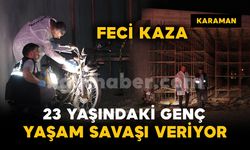 Köprü inşaatındaki iskele demirlerine çarpan motosikletli ağır yaralandı